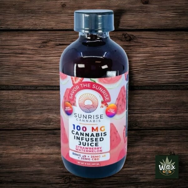 Bebida Cannabis Sunrise | Delta 8 + Delta 9 THC | Jugo de frutas naturales + CBD | 100 mg | 237 ml