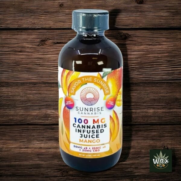 Bebida Cannabis Sunrise | Delta 8 + Delta 9 THC | Jugo de frutas naturales + CBD | 100 mg | 237 ml