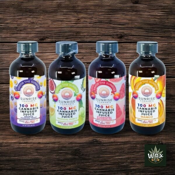 Bebida Cannabis Sunrise | Delta 8 + Delta 9 THC | Jugo de frutas naturales + CBD | 100 mg | 237 ml
