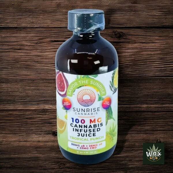 Bebida Cannabis Sunrise | Delta 8 + Delta 9 THC | Jugo de frutas naturales + CBD | 100 mg | 237 ml