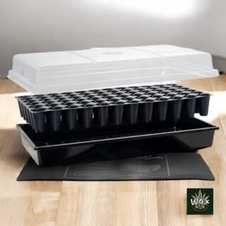 Jump Start | Domo invernadero para germinación/clonación con tapete térmico, bandeja, 72 celdas, domo de 7.5