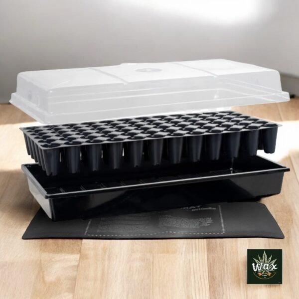 Jump Start | Domo invernadero para germinación/clonación con tapete térmico, bandeja, 72 celdas, domo de 7.5
