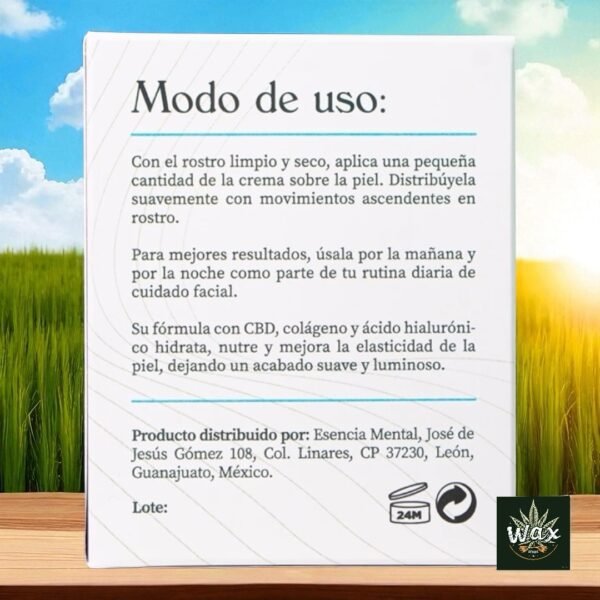 Crema facial para pieles grasas | CBD, ácido hialurónico y colágeno | Hidratante y Antiarrugas | Esencia Mental