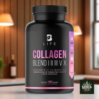 Collagen Blend I, II, III, V, X B Life® | Colágeno Hidrolizado Tipo I, II, III, V y X + Vitamina C + Ácido Hialurónico | 180 Cápsulas